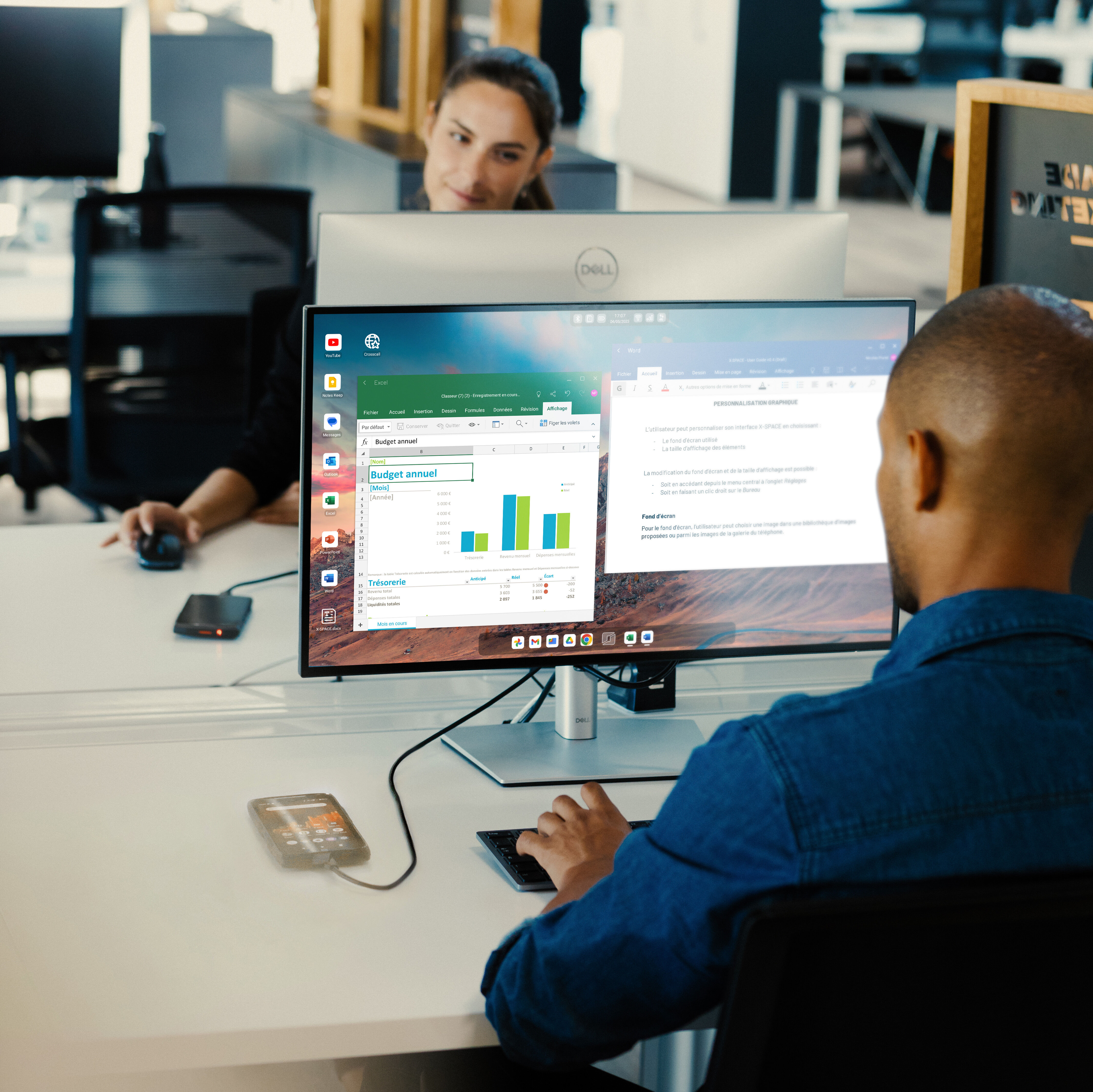 X-SPACE desktop interface used in the office
